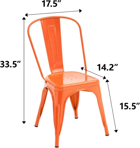 Miniatura 3 de Nazhura Silla de comedor de metal estilo Tolix de granja para cocina, comedor, café, restaurante, bistró, patio, 18 pulgadas, apilable, impermeable