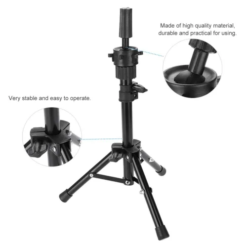 Miniatura 5 de Soporte para cabeza de maniquí, soporte de trípode, ajustable, profesional, de plástico, para peluca, sombrero, soporte para cabello para cabeza