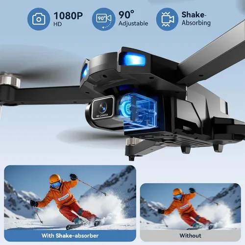 Miniatura 2 de Dron con cámara para niños 1080P HD FPV, cuadricóptero con motor sin escobillas para adultos y principiantes, vuelo por waypoint, voltereta 360°