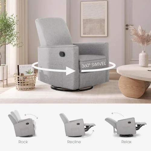 Miniatura 6 de Evolur Raleigh - Mecedora básica y sillón reclinable, color gris claro
