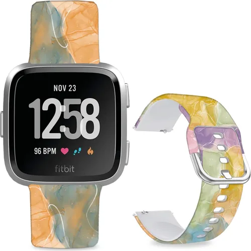 Miniatura 15 de Correas de reloj de silicona suave compatibles con Fitbit Versa 2/Versa/Fitbit Versa Lite/SE, correa de repuesto con bonito patrón floral de 0.98
