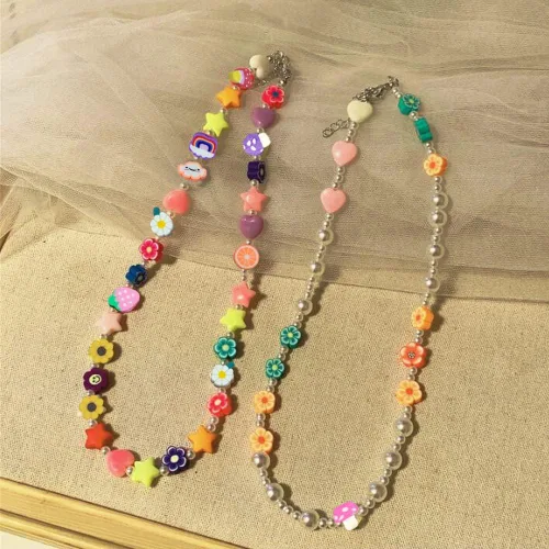 Miniatura 8 de 200 cuentas de arcilla polimérica de flores, cuentas espaciadoras de flores mixtas para hacer pulseras, collares, joyas