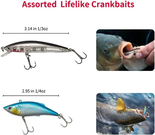 Miniatura 2 de GOANDO Fishing Lures Kit for Freshwater Bait Tackle Kit for Bass Trout Salmon Fishing Accessories Tackle Box Including Spoon Lures Soft Plastic