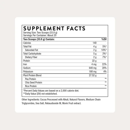 Miniatura 2 de THORNE - Proteína vegetal - 0.78 oz de proteína vegana en polvo - Proteína de semilla de guisante, arroz y chía con perfil completo de aminoácidos