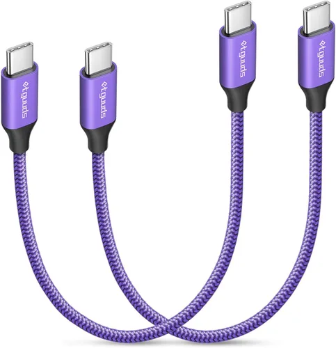 Miniatura 25 de etguuds Cable USB C a USB C blanco de 1 pie, paquete de 2 cables USBC a USBC de 60 W, cable de carga tipo C a C, cable de carga rápida para iPhone