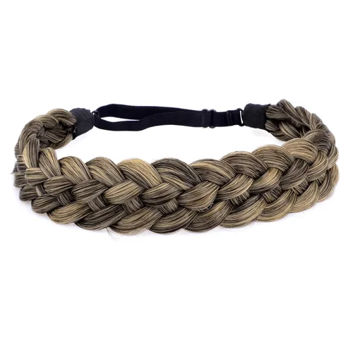 Miniatura 11 de Diadema clásica de cabello sintético trenzado de 5 hebras, trenzas gruesas y anchas, extensión de cabello con elástico para mujeres y niñas