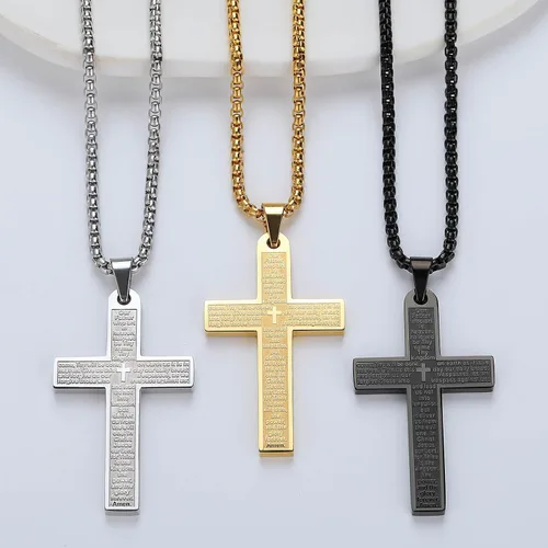 Miniatura 7 de Collar de cruz de acero inoxidable 316L para hombre, collar con colgante de cruz para hombres, collar de cruz para hombre, regalo de joyería