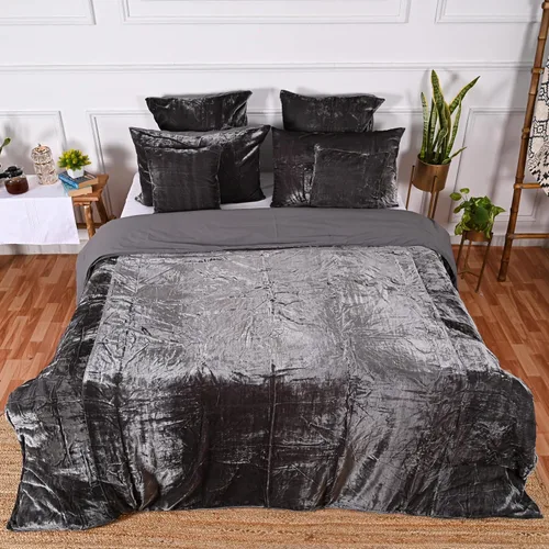 Miniatura 36 de Funda de edredón de terciopelo sólido ultra-luxe, ropa de cama boho UO, funda de colcha Donna, juego de edredón de 3 piezas, juego de cama de Azul