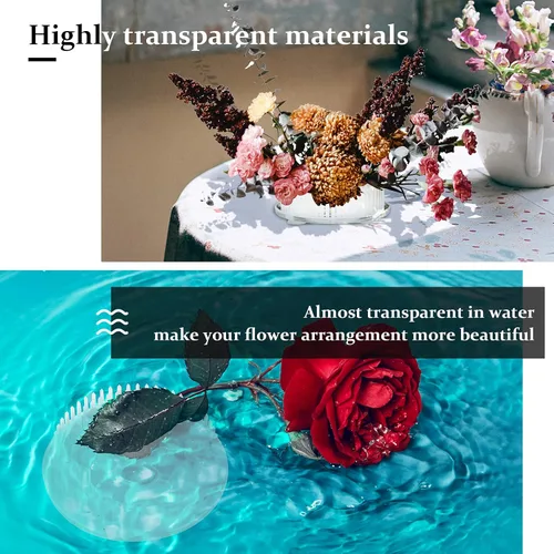 Miniatura 2 de Calsoling 4 piezas de rana de flores transparente, soporte redondo para arreglos florales, rana con 3 ventosas de arte japonés Ikebana