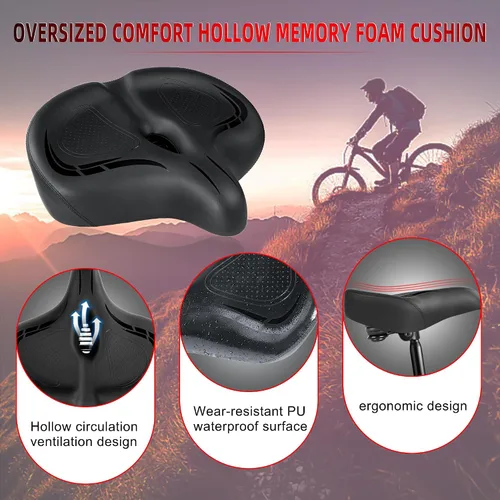 Miniatura 5 de Asiento de bicicleta de gran tamaño para bicicleta Peloton y bicicleta +, repuesto de sillín de bicicleta ancho compatible con bicicletas