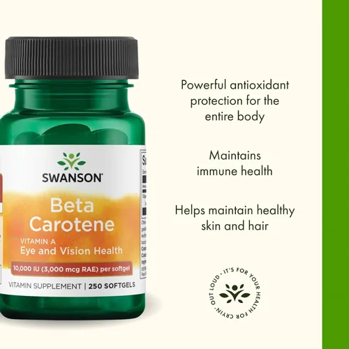 Miniatura 4 de Swanson Betacaroteno - Suplemento de vitamina A que promueve la salud inmunológica, la salud de los ojos y la piel - Fórmula de bienestar natural