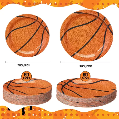 Miniatura 2 de Aoriher Paquete de 120 platos de papel para fiesta de béisbol, baloncesto, fútbol, fútbol, fiesta, paquete y platos de postre, vajilla temática