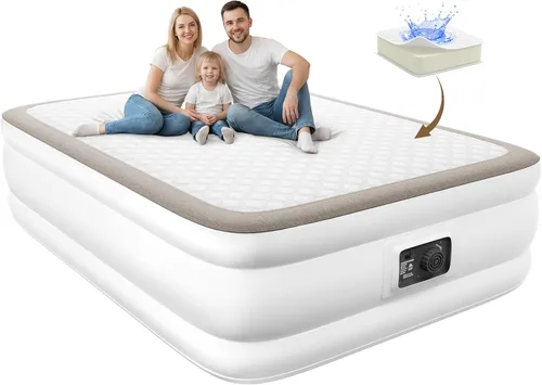 Miniatura 9 de Colchón de aire YENING tamaño queen con bomba incorporada, cama hinchable elevada, colchón hinchable resistente con cama de aire de 18 pulgadas