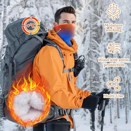 Miniatura 7 de Calentador de Cuello de Invierno para Hombres y Mujeres, Polaina de Cuello de Forro Polar Tejido, Cubierta Facial a Prueba de Viento para Clima