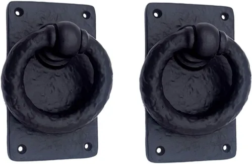 Miniatura 8 de Adonai Hardware "Adonikam" - Anillo de hierro fundido antiguo resistente para puerta de entrada frontal medieval (1 paquete, negro mate) para Mate