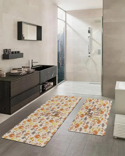 Miniatura 2 de Tapete de baño con hojas de hongos para bañera, antideslizante, de secado rápido y absorbente, de tierra de diatomeas, tapete de cocina, tapete
