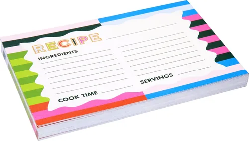 Miniatura 3 de C.R Gibson - Tarjetas de recetas de cocina de doble cara de 4 x 6 pulgadas, 40 unidades, rayas atrevidas