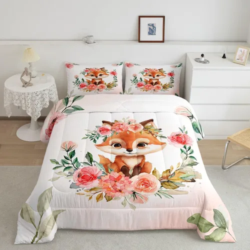 Miniatura 25 de Manfei - Juego de edredón de tamaño Queen con lindo diseño de perezoso, juego de colcha con flores amarillas con 2 fundas de almohada, juego de ropa