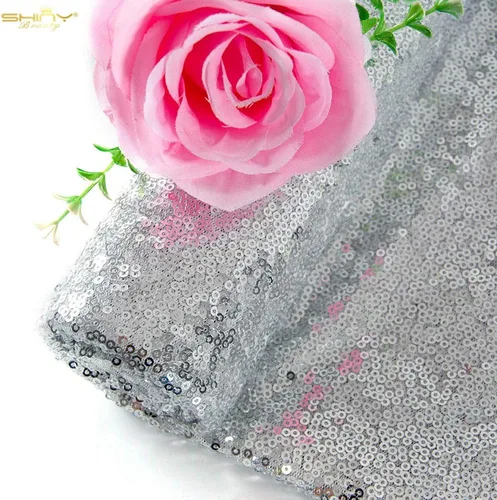 Miniatura 21 de ShinyBeauty Tela de lentejuelas verdes Material de malla de purpurina de 1 yarda para coser vestidos de novia de bricolaje Ropa y ropa de mesa