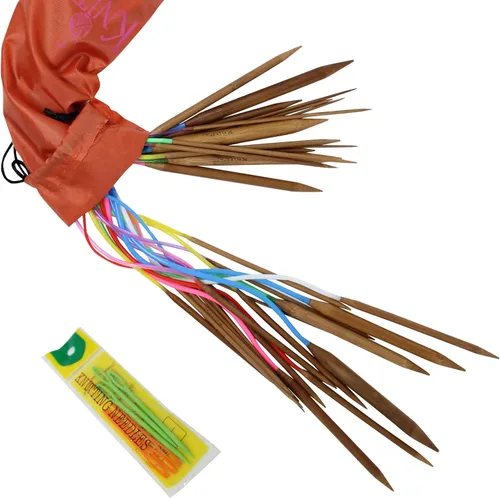 Miniatura 8 de KnitPal Juego de agujas de tejer circulares de bambú de 47 pulgadas (47.2 in), 16 pares, tamaños: US 0-17 (0.079 in-0.472 in) - Agujas de tejer