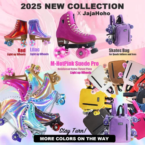 Miniatura 3 de JajaHoho Patines de ruedas para mujer, patines de cuero PU holográficos de alta calidad, patines brillantes de doble fila con cuatro ruedas para Oro