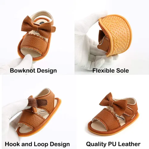 Miniatura 5 de COSANKIM Sandalias para bebé niña con suela de goma para verano para exteriores primer andador cuna zapatos de vestir para bebé