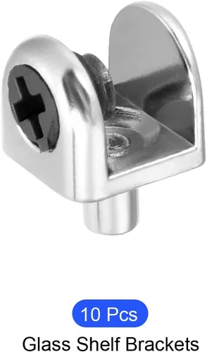 Miniatura 5 de METALLIXITY Soporte de estante de vidrio (para 0.197-0.315 in de grosor), 10 unidades, clips de vidrio ajustables de aleación de zinc, soporte