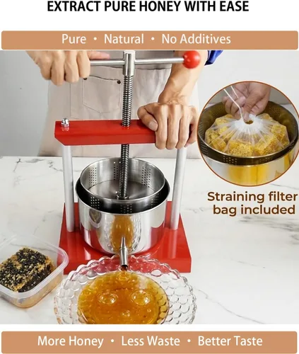 Miniatura 3 de Prensa de vino manual con asa superior EJWOX 0.53 galones - Prensa de acero inoxidable para frutas y hierbas para jugo, sidra, tintura Rojo
