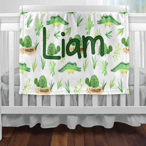 Miniatura 3 de Mantas de bebé personalizadas de cocodrilo para niños con nombre, suaves para recién nacidos, mantas de bebé personalizadas para niños Caimán