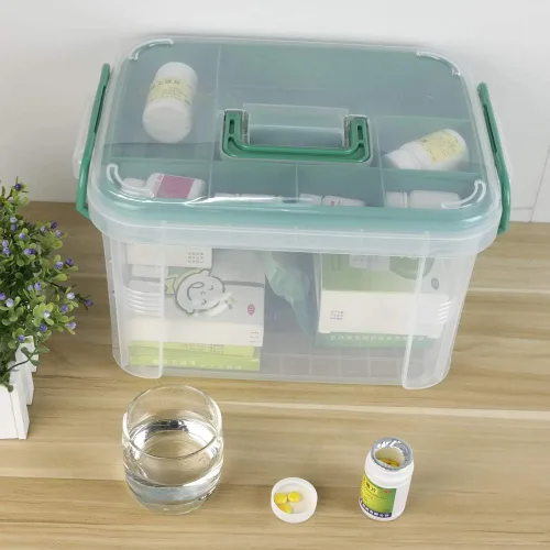 Miniatura 6 de Recipiente para botiquín de primeros auxilios, caja organizadora transparente, organizador de almacenamiento de medicamentos