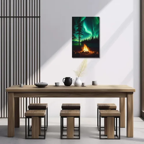 Miniatura 5 de LZIMU Aurora Borealis - Arte de pared, decoración de baño, bosque y montaña, lienzo con marco (Aurora-1, 12.00 x 18.00 pulgadas)