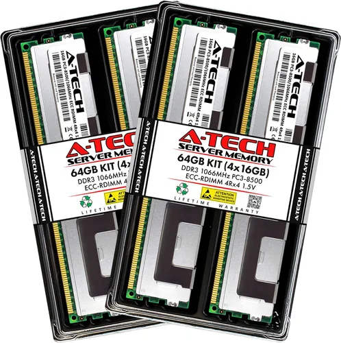 A-Tech Kit de 64 GB (4 x 16 GB) RAM para Supermicro Super X8DA6, X8DTN+-LR, X8DTU-F, X9DB3-F, X9QR7-TF+, X9QRi-F+, X9SRE, X9SRi-3F | DDR3 1066MHz