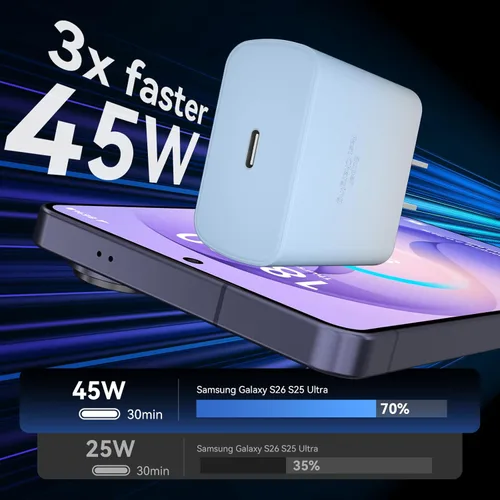 Miniatura 2 de Cargador de teléfono súper rápido Samsung de 45W, cargador rápido USB C Samsung, cable de carga rápida Samsung Galaxy S25 S24 Ultra Charge 10 pies