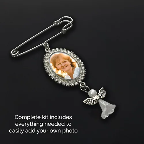 Miniatura 3 de Encanto de foto simple para ramo de boda, recuerdo conmemorativo con diamantes de imitación, pin de boutonniere, regalo conmemorativo para madre