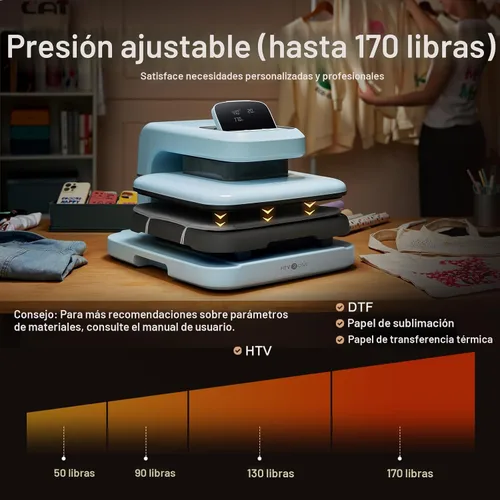 Miniatura 2 de HTVRONT Auto Heat Press 2 - Máquina de prensa de calor para camisetas con presión ajustable y mayor altura de calentamiento, se calienta rápido