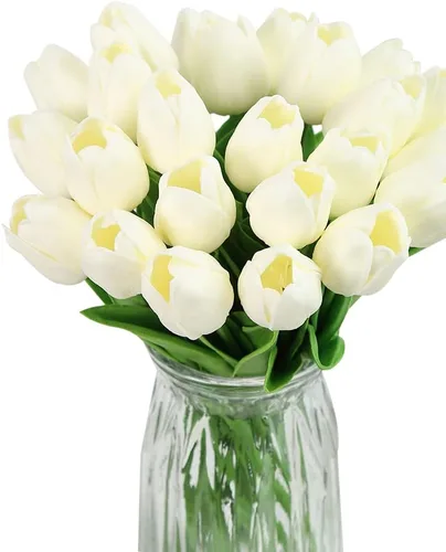 Miniatura 17 de IPOPU 24 tulipanes artificiales de tacto real para decoración, tulipanes falsos, arreglos florales, tulipanes artificiales sintéticos, decoración