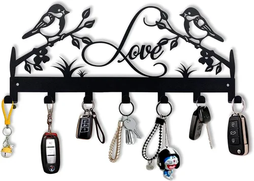 Soporte de Llaves de Metal, Ganchos de Llaves Montados en la Pared, Soporte de Llaves para Pared, Organizador de Llaves con 7 Ganchos, Soporte para