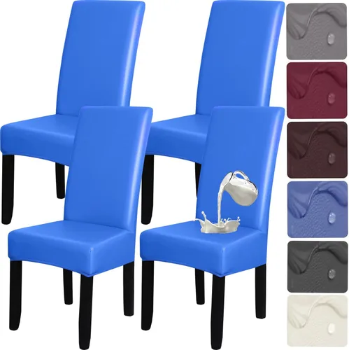 Miniatura 14 de HFCNMY Juego de 6 fundas para sillas de comedor, elásticas, impermeables, de poliuretano, color negro, fundas suaves para sillas de comedor, fundas