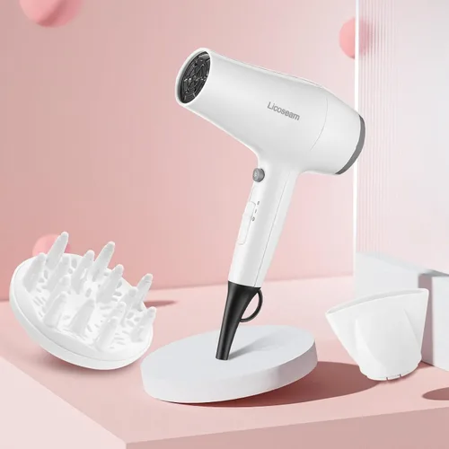 Miniatura 9 de Secador de pelo compacto 1875W con difusor y concentrador, color blanco Tamaño compacto con difusor para realzar rizos u ondas naturales.