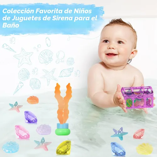 Miniatura 7 de VGOFUN Juguetes de piscina de buceo para niños de 3 a 12 años, 31 piezas de juguetes de sirena para piscina, juguetes de gemas de buceo con cofre