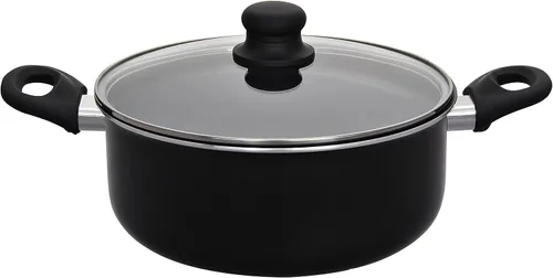 Miniatura 4 de Hamilton Beach Juego de utensilios de cocina cubiertos de aluminio, sartén antiadherente, horno holandés con mango de baquelita suave al tacto, Negro