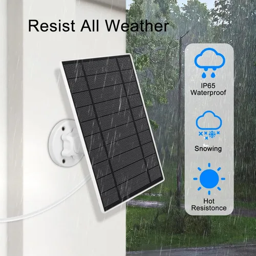 Miniatura 5 de Panel solar de 6 W 5 V para cámara Wyze al aire libre v1/v2 y batería Cam Pro, puerto micro USB o USB tipo C IP65 impermeable, montaje ajustable