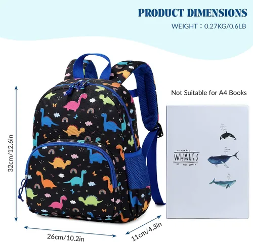 Miniatura 3 de Ryushoyo Mochila infantil para niños y niñas, mochila para niños y niñas, para jardín de infantes, 2 tamaños con correa para el pecho, Dinosaurio