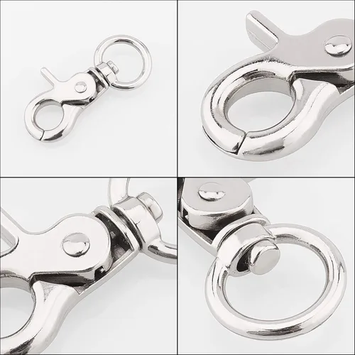 Miniatura 4 de PandaHall - 16 cierres de pinza de langosta de metal de 2 tamaños, cordones giratorios para llavero, llaveros, bolsas de bricolaje, colgantes
