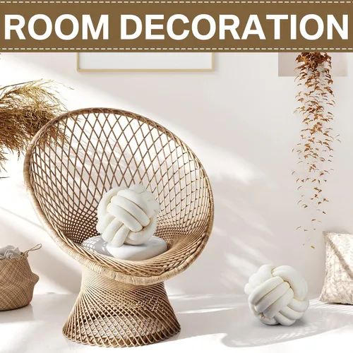 Miniatura 5 de Namalu 2 piezas de almohada bola de nudo suave, cojines decorativos redondos anudados, almohadas de bola rellenas hechas a mano para dormitorio