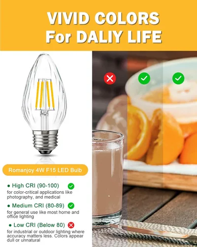 Miniatura 8 de Bombilla LED F15 de 4 W, equivalente a 40 W, bombillas Edison E26 regulables, color blanco suave de 2700 K, bombilla de porche delantero