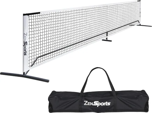 ZENY Sistema de red de pickleball portátil con marco de metal y red de pickball de tamaño reglamentario de 22 pies con bolsa de transporte para