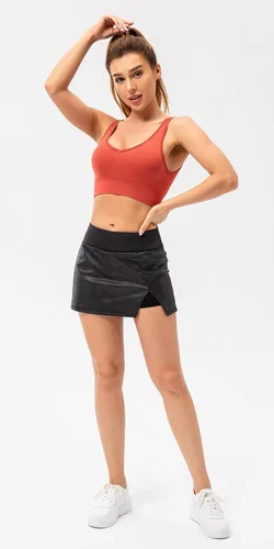 Miniatura 7 de Lavento Falda atlética para mujer de 13.5 pulgadas, falda activa acanalada dividida con faldas de tenis integradas, faldas de golf