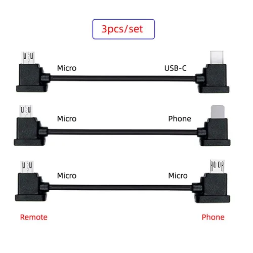 Miniatura 2 de xiwai 3 unids/set Tipo-C y Micro y 8P a Micro USB USB-C Cable de datos para Mavic Pro Platinum Park RC Accesorios