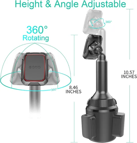 Miniatura 3 de OQTIQ Portavasos magnético para teléfono para automóvil, altura ajustable y múltiples ángulos, operación con una sola mano, compatible con Samsung